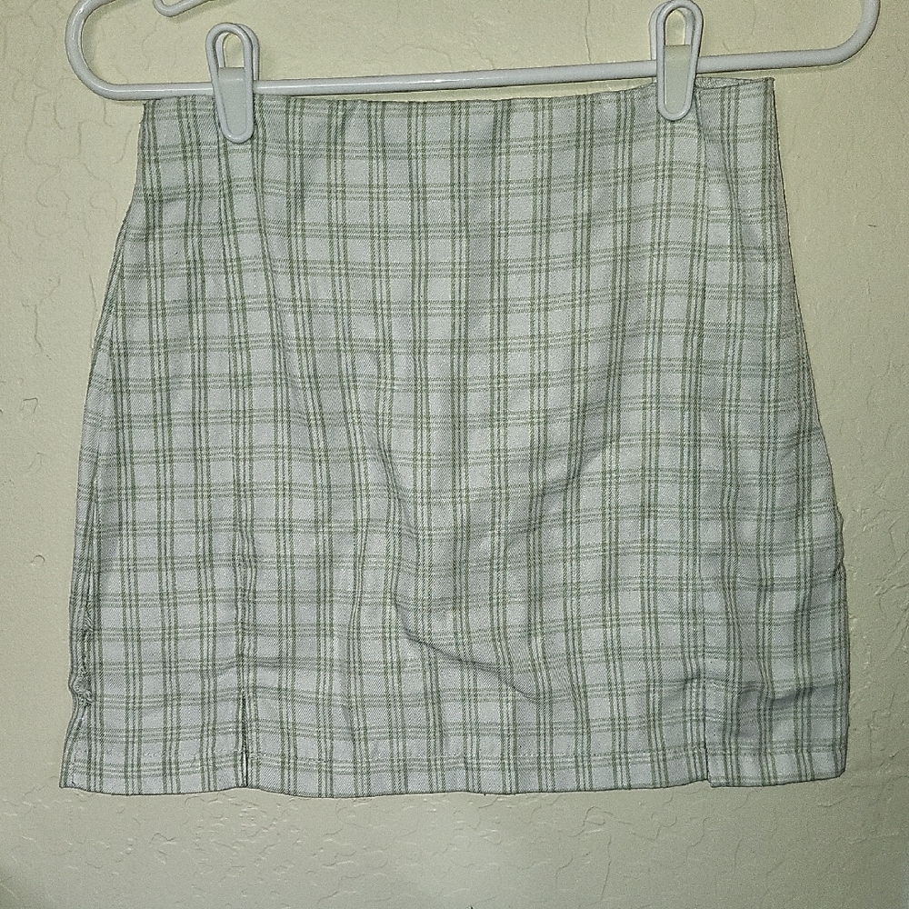 Plaid Green and White Women's Skirt
